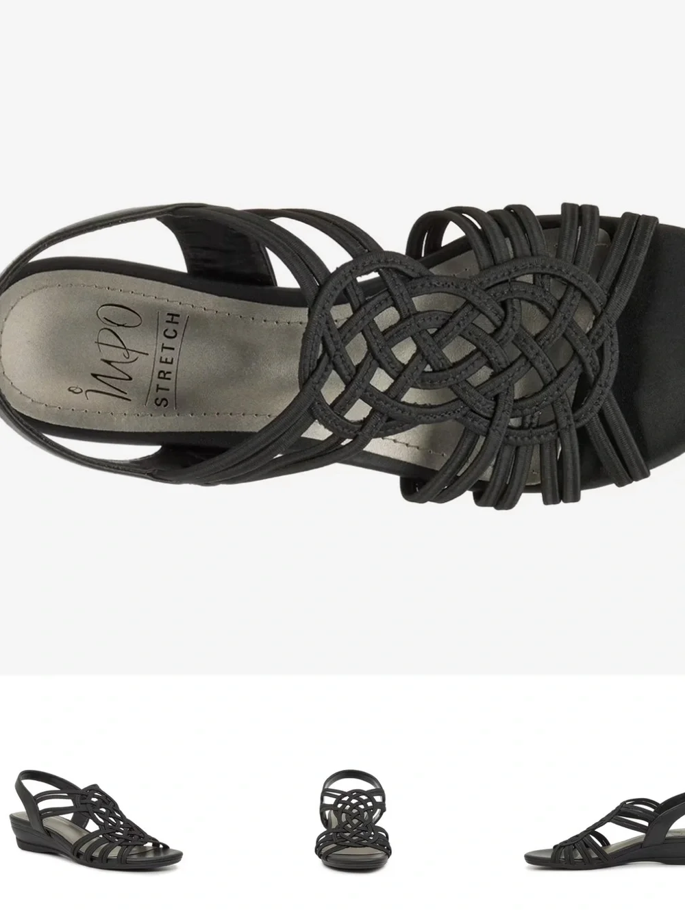 Impo Black Knotted Strappy Wedge Sandal